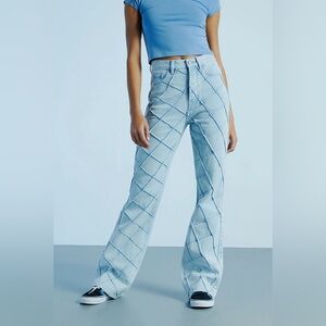 PacSun Light Blue Pintuck High Waisted Bootcut Jeans